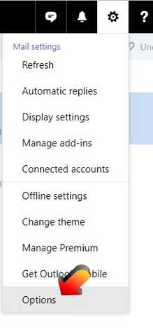 Opening Hotmail options