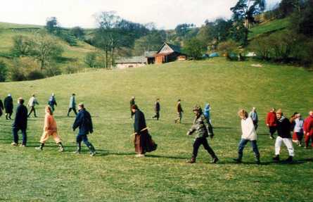 Outdoor walking meditation with Chan Master Shengyen