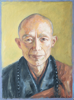 Chan master Shengyen, portrait in oil 1992 by Ros Cuthbert