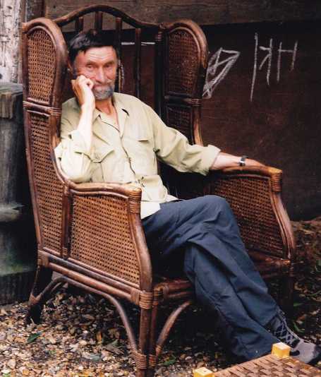 Ken Jones in wicker chair
