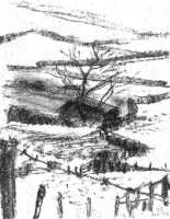 Drawing of barn in landscape, as jpg