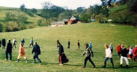 Outdoor walking meditation with Chan Master Shengyen