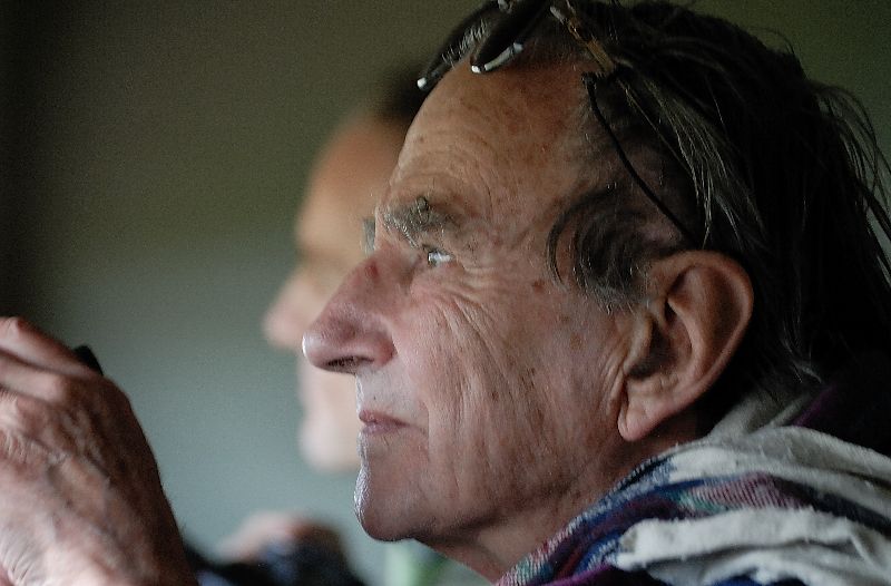 John Crook, in a bird-watching hide at Slimbridge