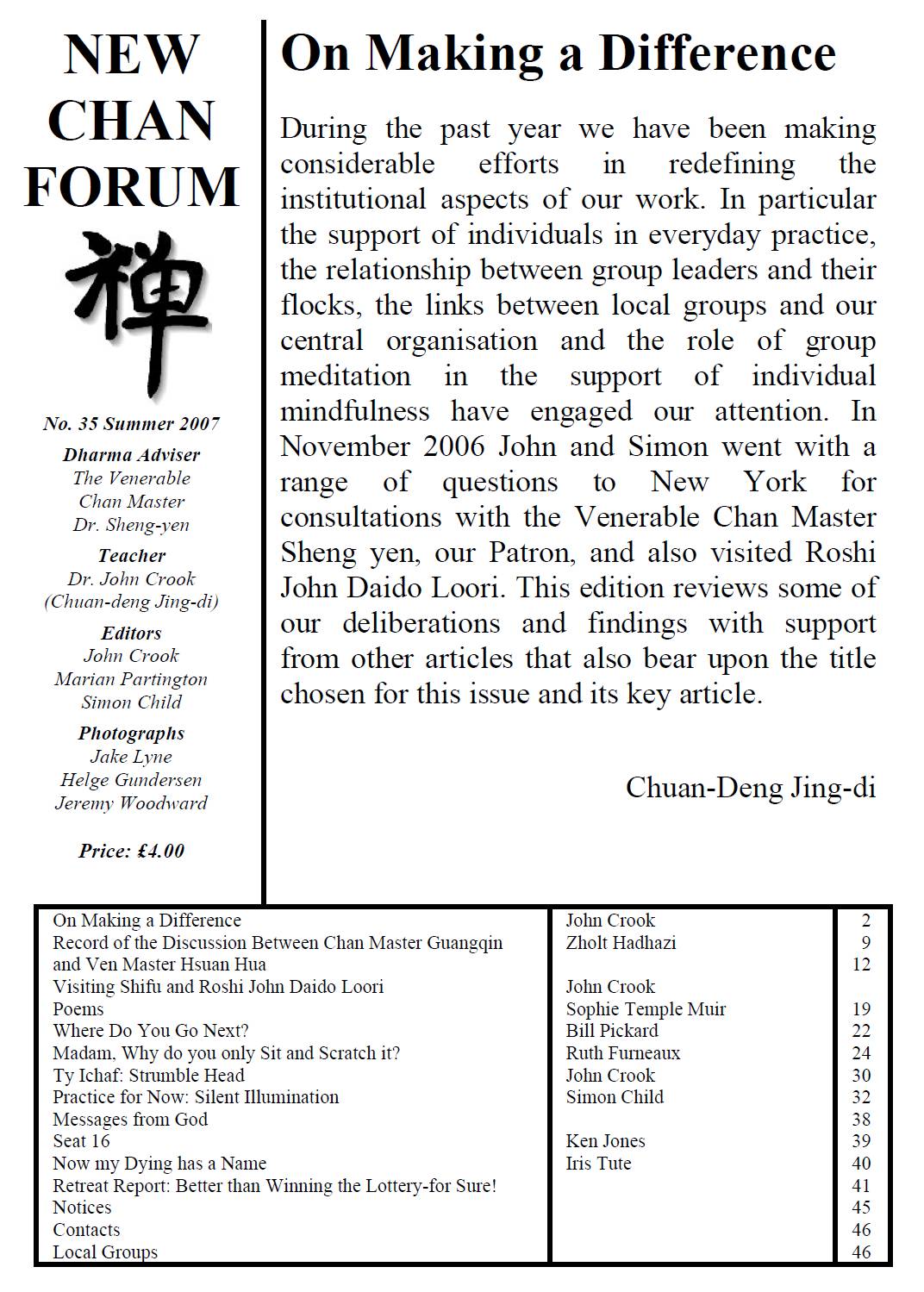 image of cover of New Chan Forum 35